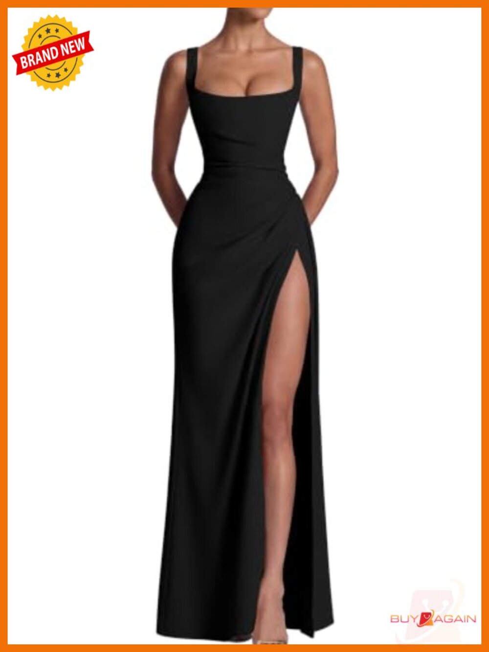 Formal Square Neck Ruched Corset Maxi Dress Sleeveless